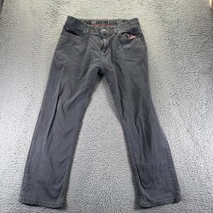 Iron Pant Mens 34x30 Gray Cotton Khakis Straight Workwear Utility Travel Stretch